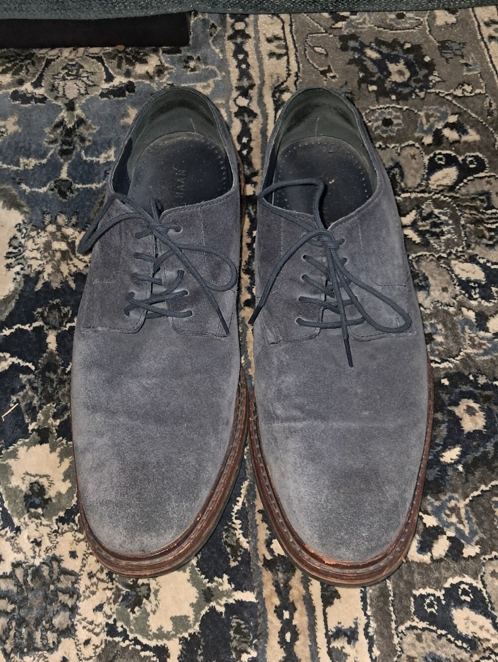 Mens 11.5 Cole Haan Blue Suede Oxford Shoes